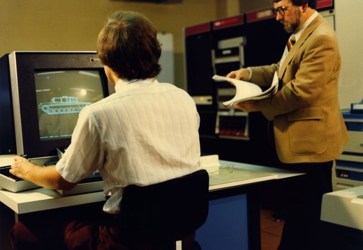 Mike Muuss working with BRL-CAD on a PDP-11/70